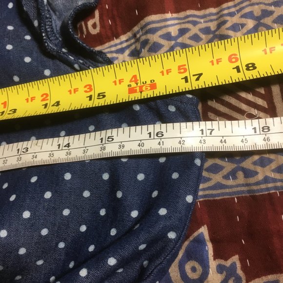 VTG Y2K dELiA*s Lace Cotton Blue & White Polka Dot Dress RARE Vintage Midi Mini - Picture 12 of 16